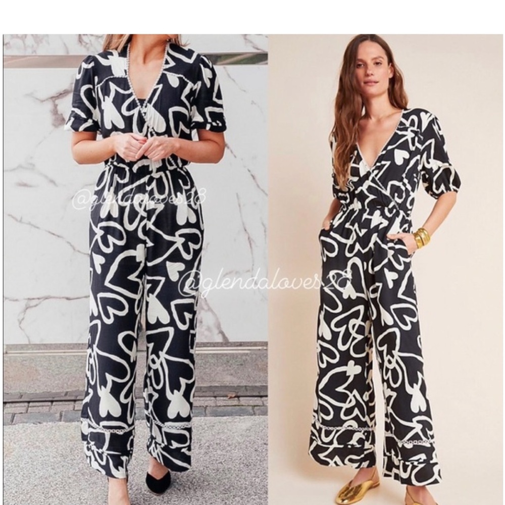 Black & White Graphic Wrap Jumpsuit - Picture 8 of 12